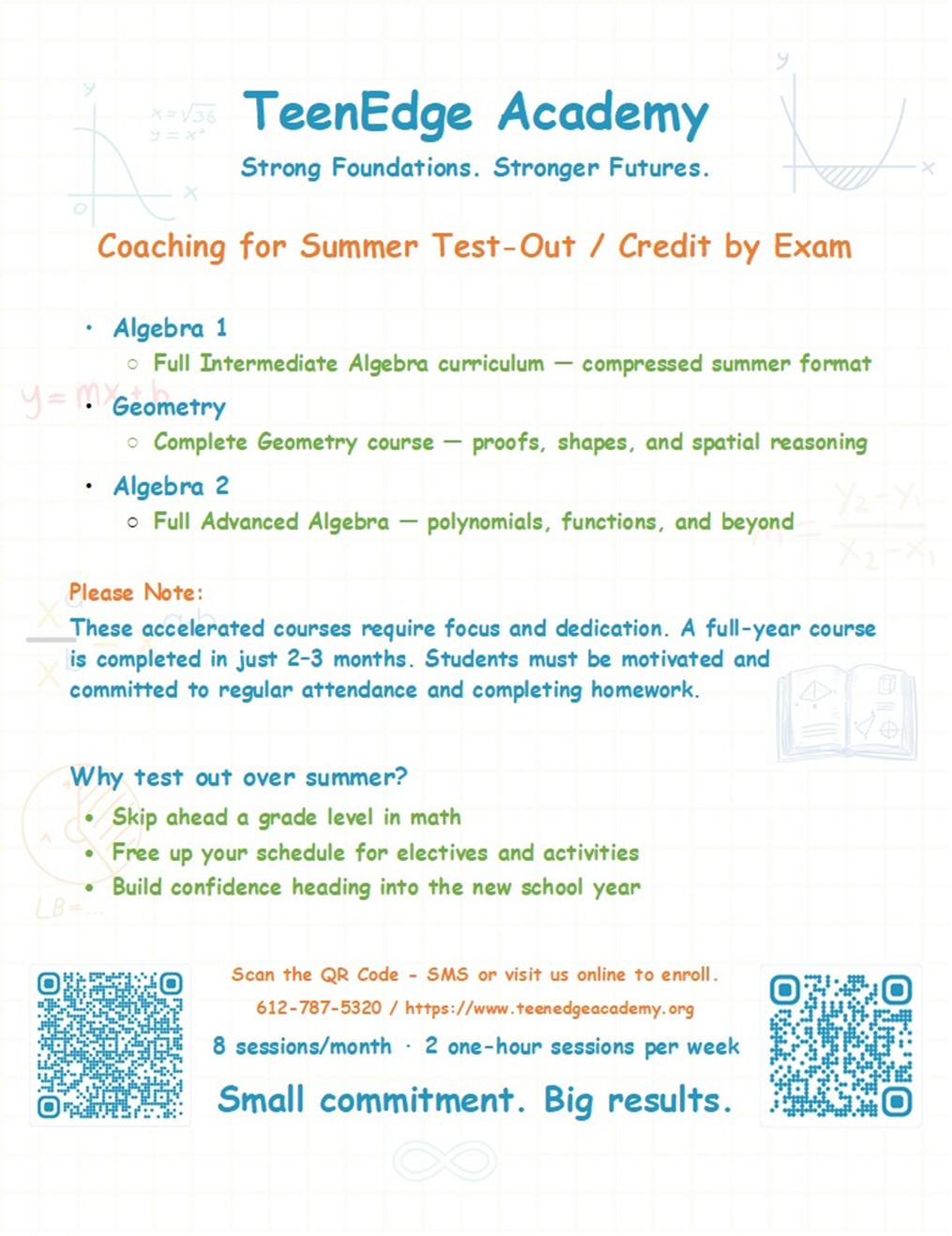 Summer Test-Out & Credit by Exam Flyer — TeenEdge Academy